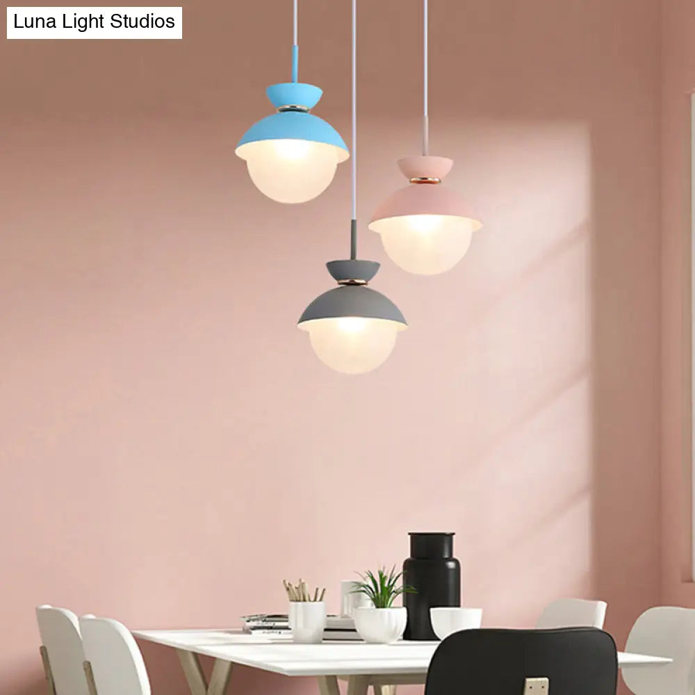 Macaron Flared Pendant Light: Gray/Blue/Pink Ideal For Dining Room