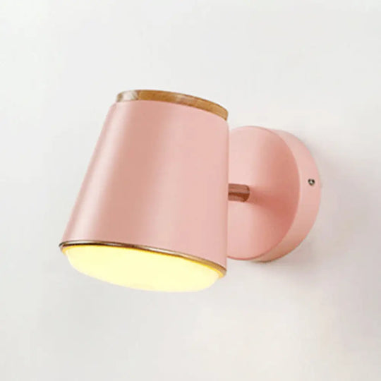 Macaron Metal Tapered Wall Light In Pink/Grey/Green Ideal For Bedroom Pink