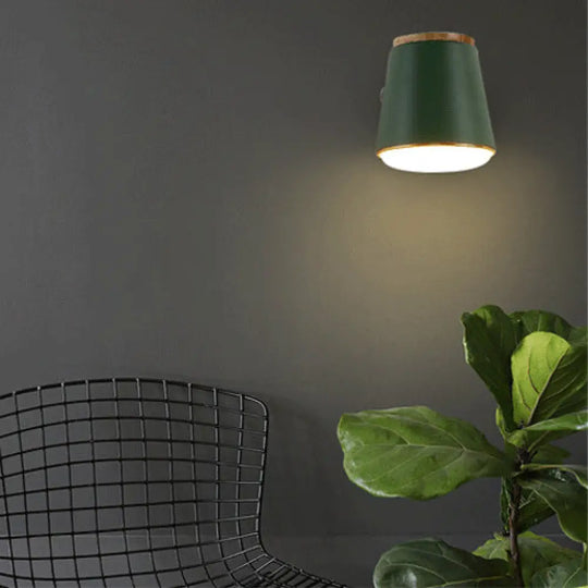 Macaron Metal Tapered Wall Light In Pink/Grey/Green Ideal For Bedroom Green