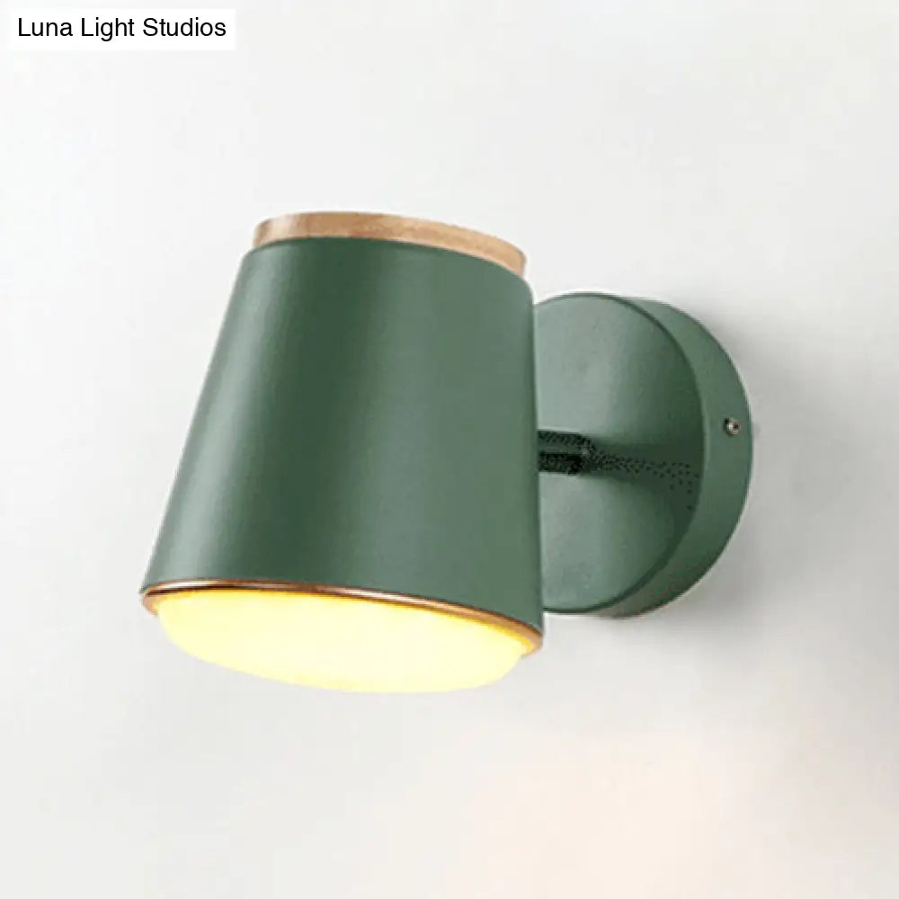 Macaron Metal Tapered Wall Light In Pink/Grey/Green Ideal For Bedroom