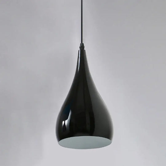 Macaron Metal Teardrop Pendant Light Fixture – Suspended 1-Light For Dining Room Ceiling Black /