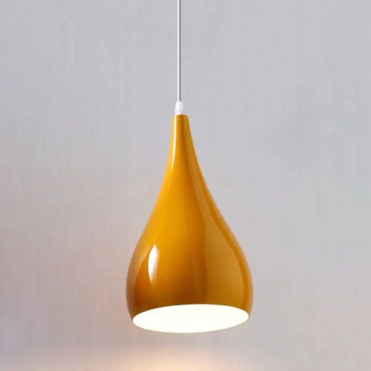 Macaron Metal Teardrop Pendant Light Fixture – Suspended 1-Light For Dining Room Ceiling Orange /