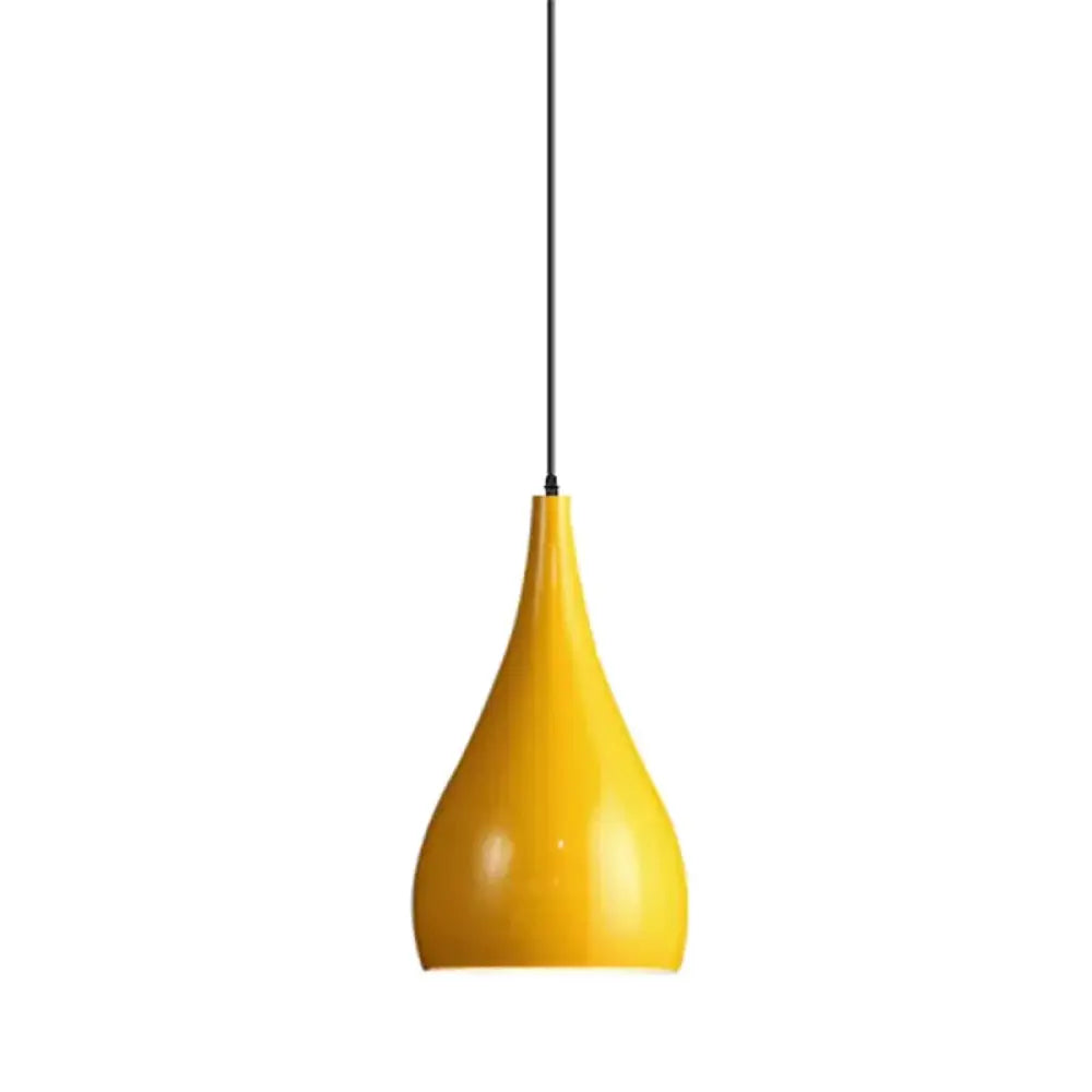 Macaron Metal Teardrop Pendant Light Fixture – Suspended 1-Light For Dining Room Ceiling Yellow /