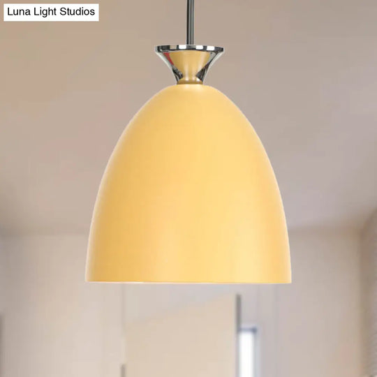 Macaron Metallic Pendant Lamp - Blue/Gray With Adjustable Cord For Bedside Or Ceiling Lighting