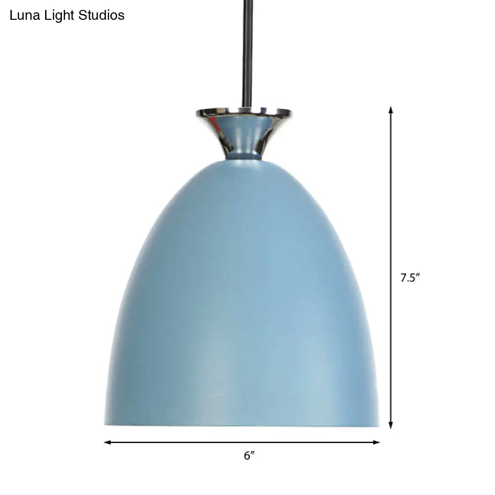 Blue/Gray Macaron Metallic Bedside Pendant Lamp With Adjustable Cord