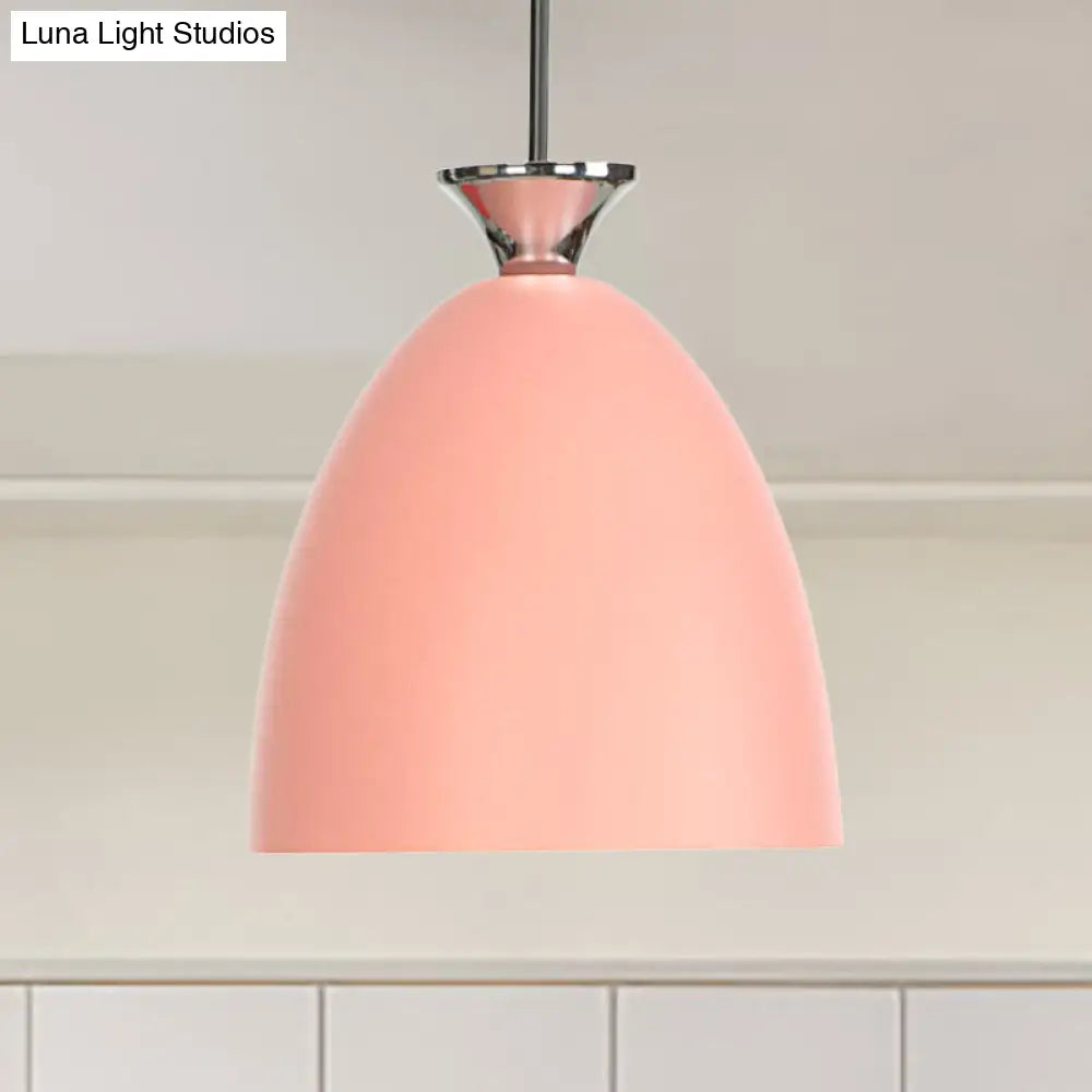 Blue/Gray Macaron Metallic Bedside Pendant Lamp With Adjustable Cord Pink