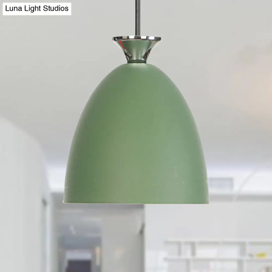 Macaron Metallic Pendant Lamp - Blue/Gray With Adjustable Cord For Bedside Or Ceiling Lighting