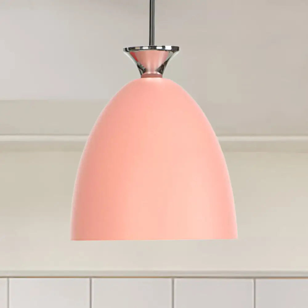 Macaron Metallic Pendant Lamp - Blue/Gray With Adjustable Cord For Bedside Or Ceiling Lighting Pink