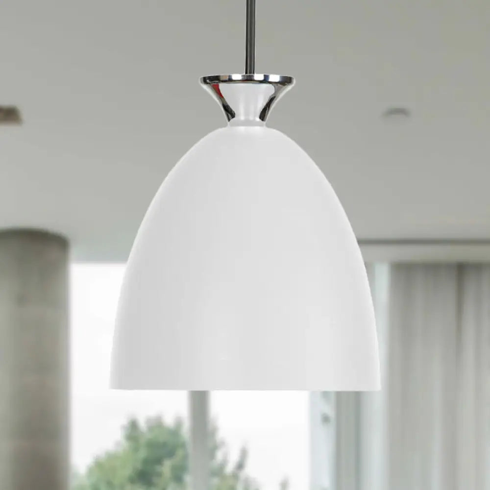 Macaron Metallic Pendant Lamp - Blue/Gray With Adjustable Cord For Bedside Or Ceiling Lighting White