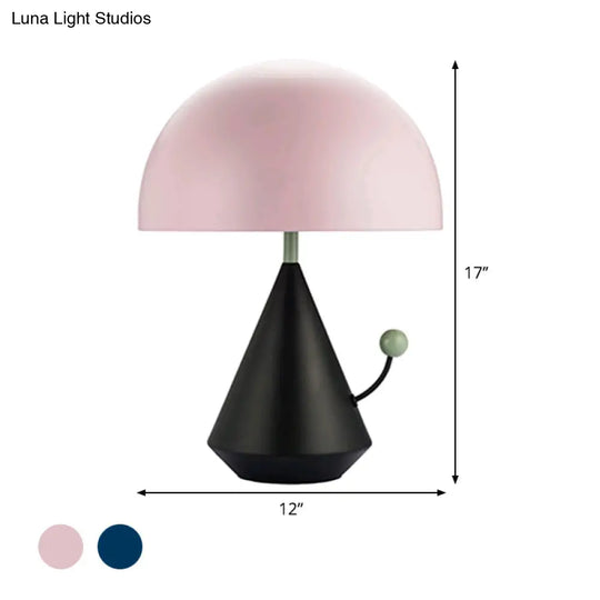 Macaron Nightstand Lamp: Hemisphere Shape Metal 1-Bulb Blue/Pink Book Reading Light