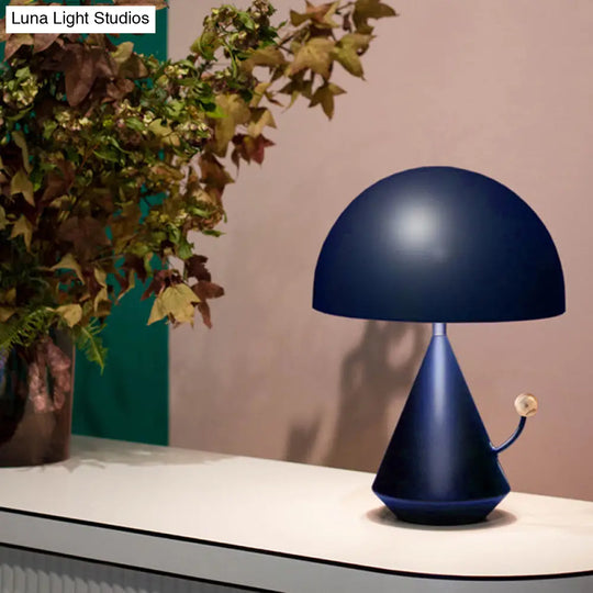 Macaron Nightstand Lamp: Hemisphere Shape Metal 1-Bulb Blue/Pink Book Reading Light