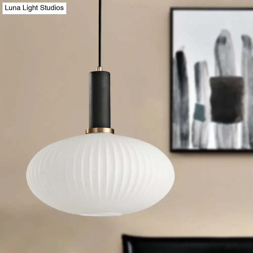 Macaron Black/Pink/Blue Pendant Dining Room Light With White Glass Shade - 5/8/12 Wide Black / 12