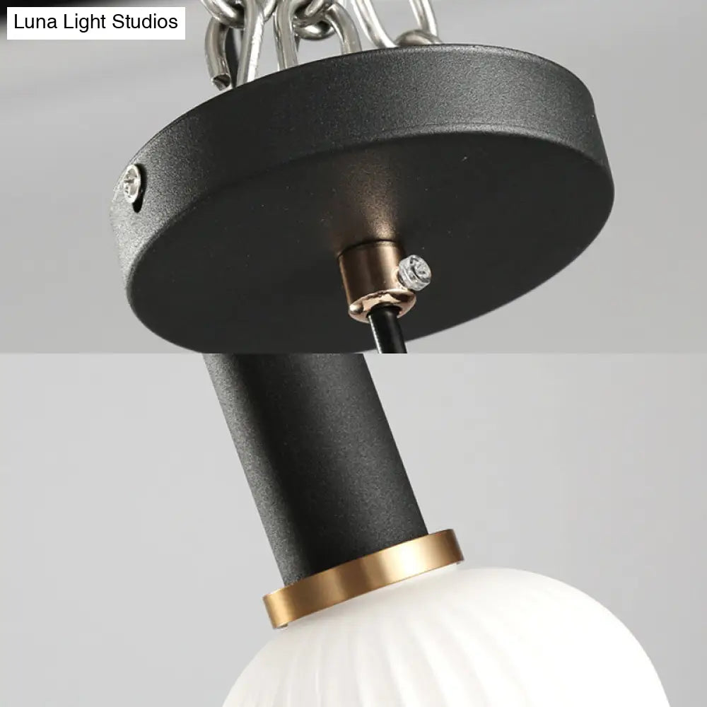 Macaron Pendant Light: Black/Pink/Blue Cylinder/Oval/Drum White Glass Shade 5’/8’/12’ Wide