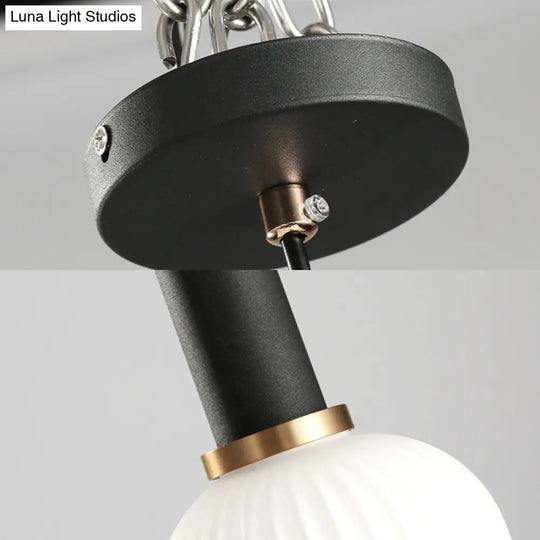 Macaron Pendant Light: Black/Pink/Blue Cylinder/Oval/Drum White Glass Shade 5’/8’/12’ Wide