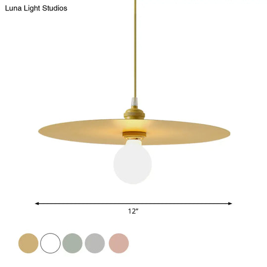 Macaron Pendant Light With Metal Disc Shade Multi Color Options And Single Bulb