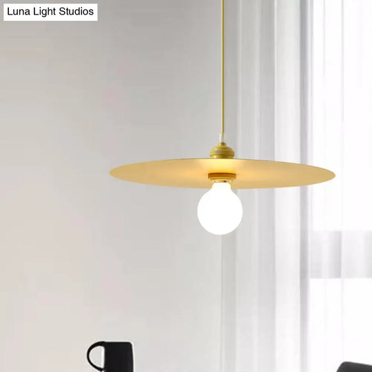 Macaron Pendant Light With Metal Disc Shade - Single Bulb Multi-Color Options