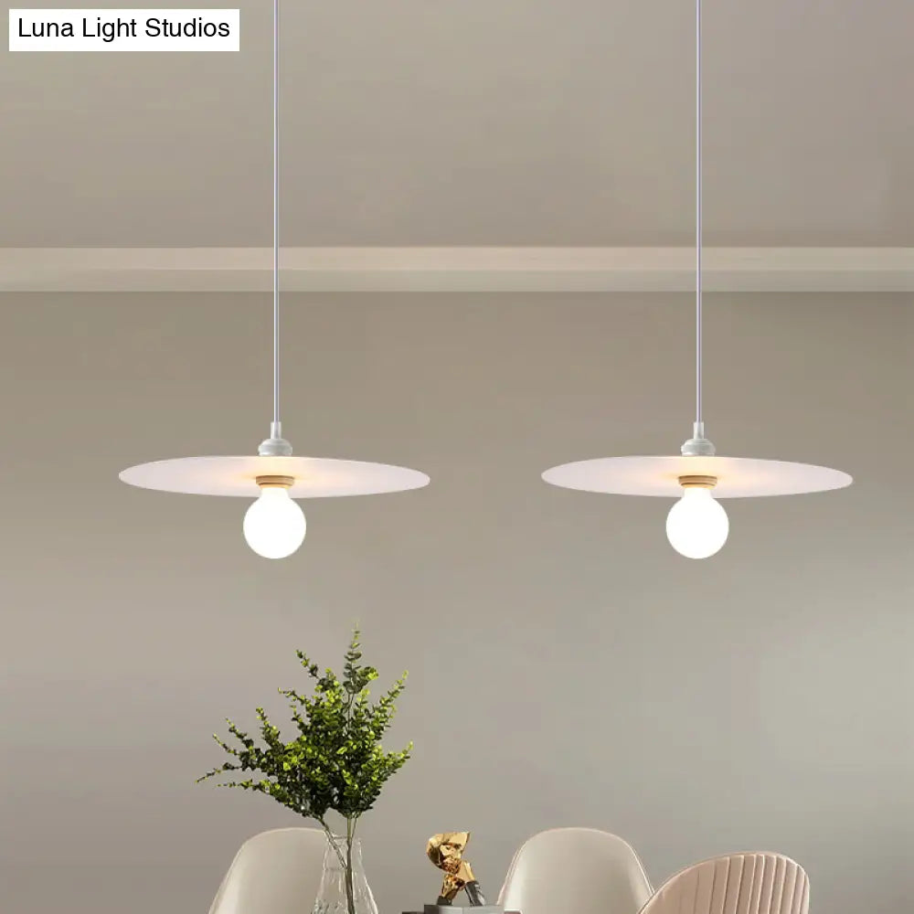 Macaron Pendant Light With Metal Disc Shade - Single Bulb Multi-Color Options