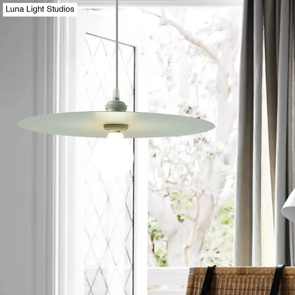 Macaron Pendant Light With Metal Disc Shade - Single Bulb Multi-Color Options