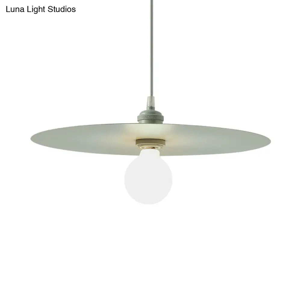 Macaron Pendant Light With Metal Disc Shade - Single Bulb Multi-Color Options