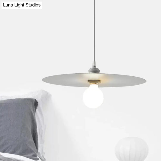 Macaron Pendant Light With Metal Disc Shade - Single Bulb Multi-Color Options