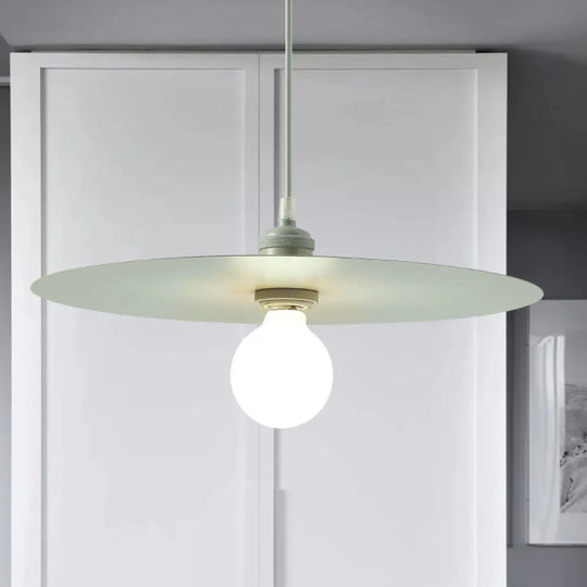 Macaron Pendant Light With Metal Disc Shade Multi Color Options And Single Bulb Green