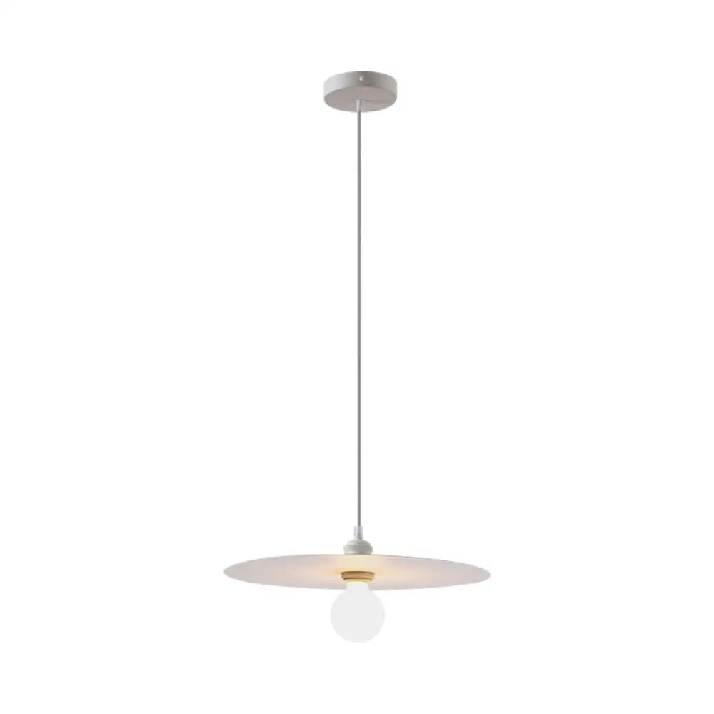 Macaron Pendant Light With Metal Disc Shade Multi Color Options And Single Bulb White