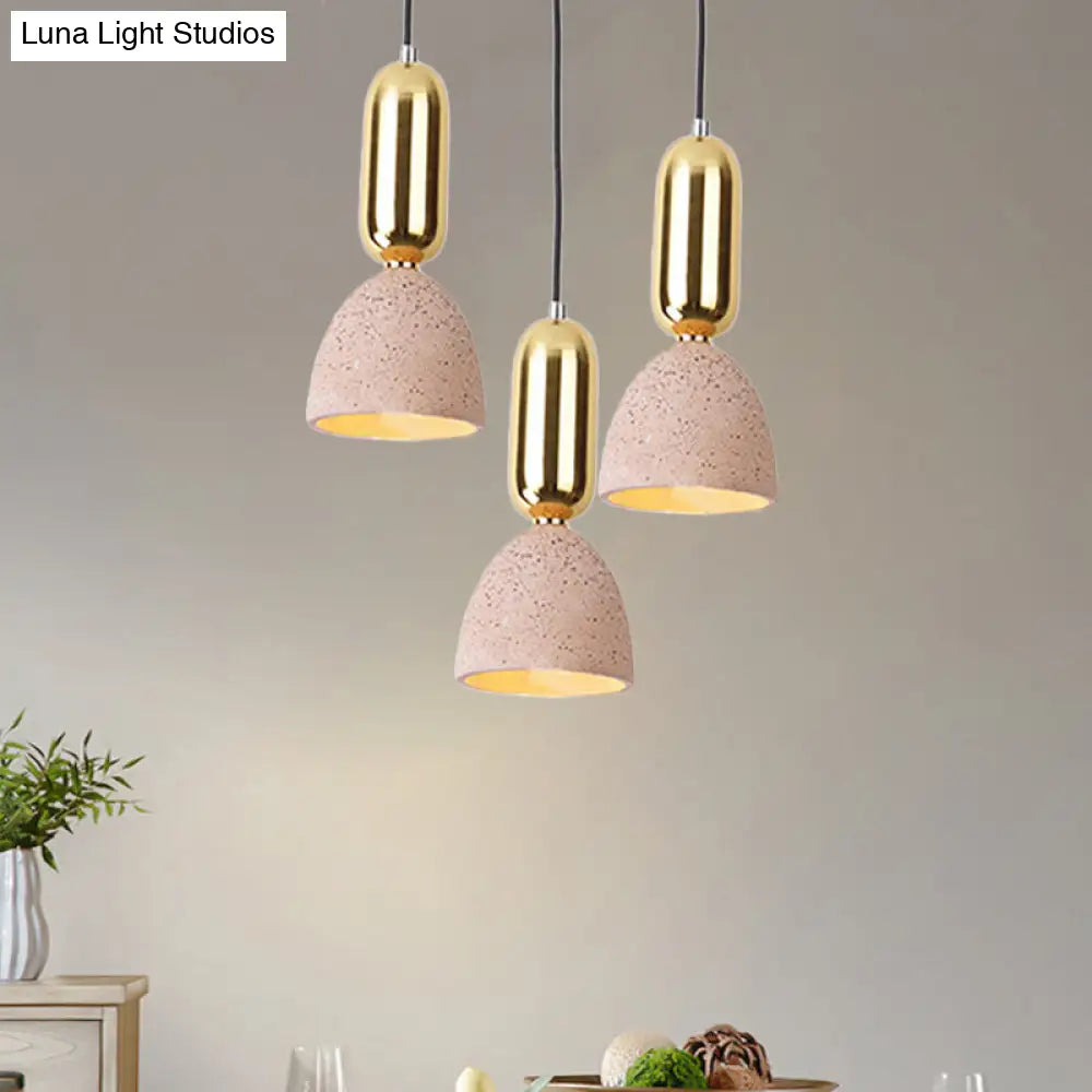 Domed Terrazzo Pendant: White/Black/Pink Light Fixture For Dining Rooms