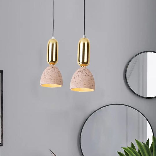 Macaron Pendant Light With Terrazzo Domed Shade In White/Black/Pink For Dining Room Ceiling Pink