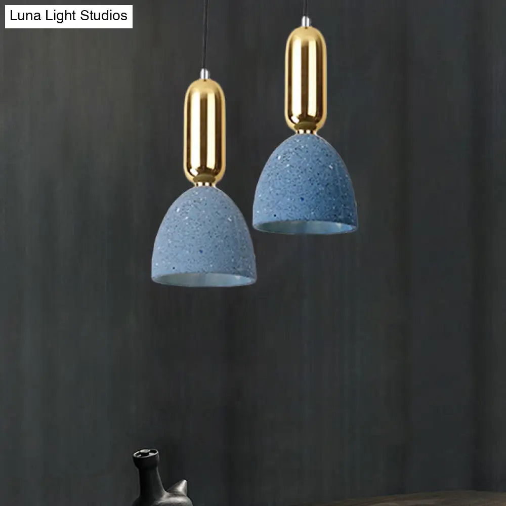 Macaron Pendant Light With Terrazzo Domed Shade In White/Black/Pink For Dining Room Ceiling