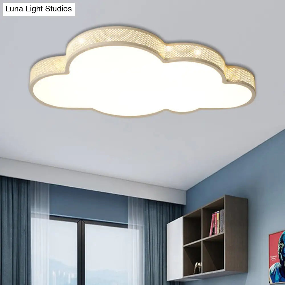 Macaron Perforated Cloud Ceiling Lamp Metal And Acrylic Flush Mount For Hallway Led Light White