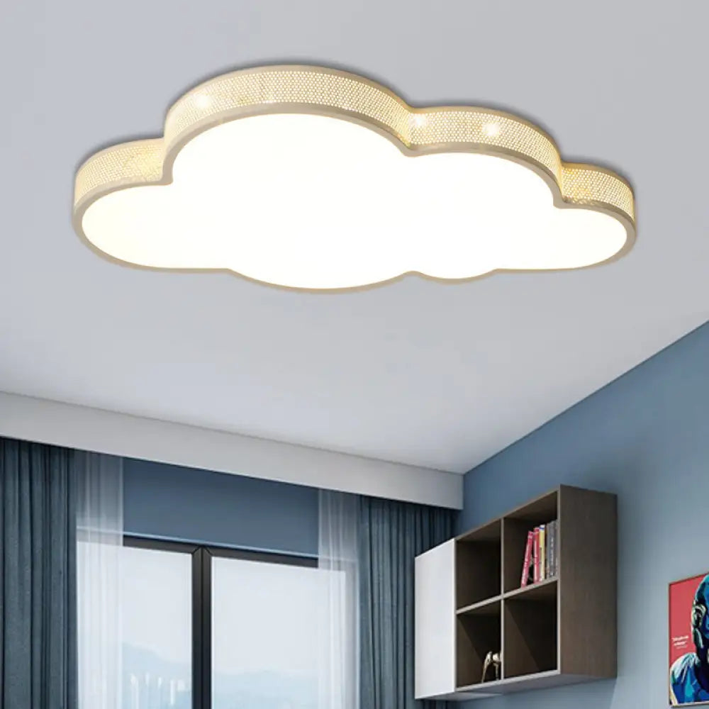 Macaron Perforated Cloud Ceiling Lamp – Metal And Acrylic Flush Mount For Hallway Led Light White