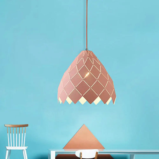 Macaron Pipe Cone Pendant Light - Stylish Metal Hanging For Restaurant Kitchen Island Pink