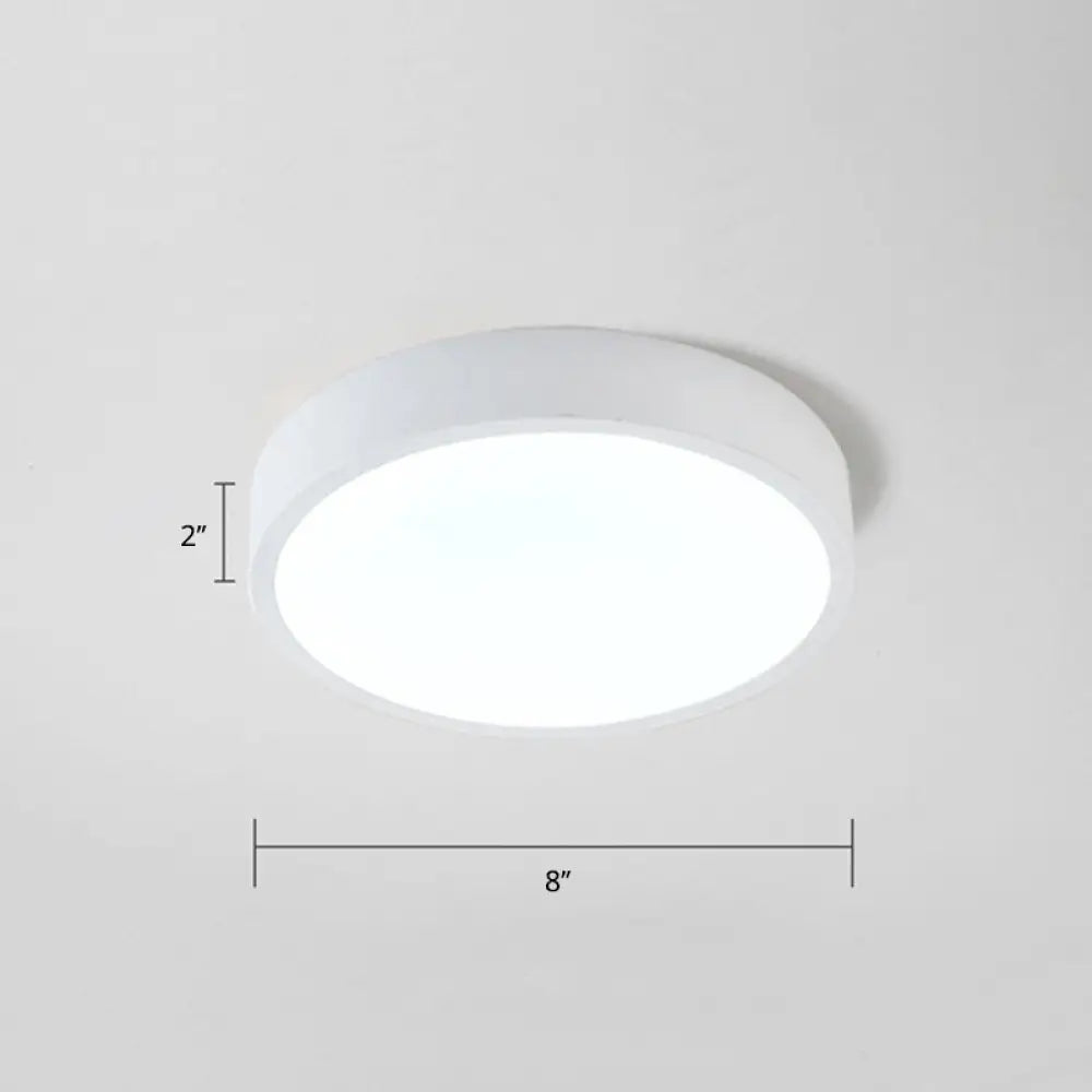 Macaron Round Flush Led Ceiling Mount Light - Creative Acrylic Lamp For Living Room 1 / White