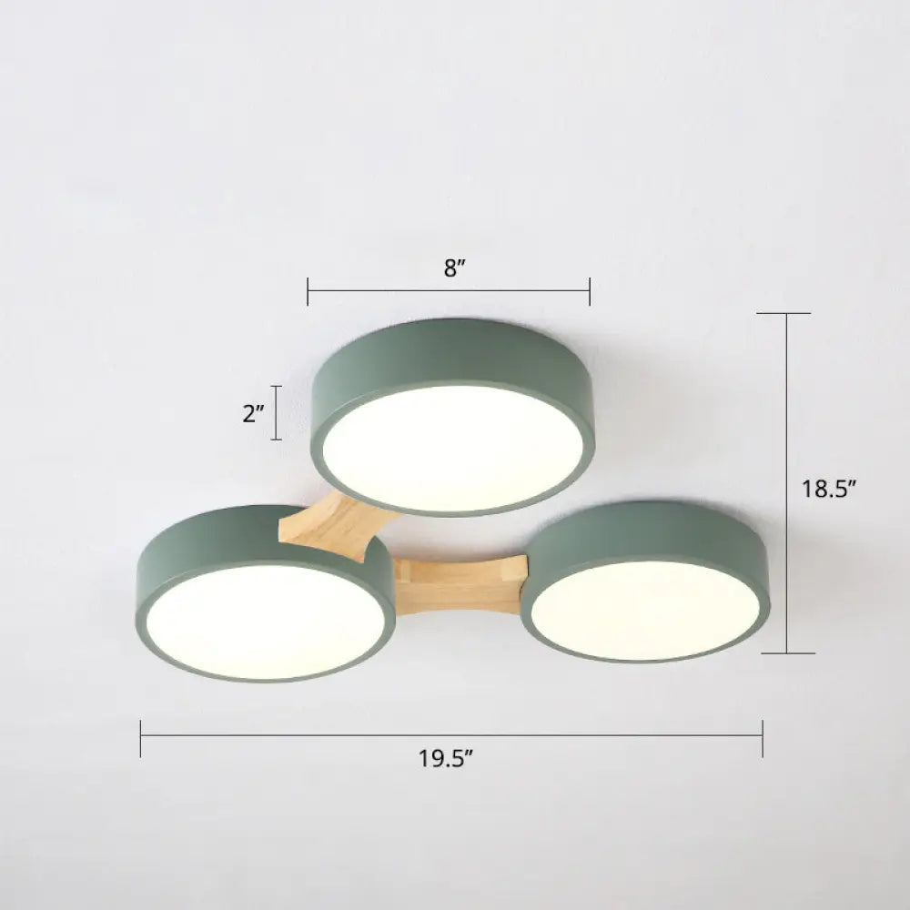 Macaron Round Flush Led Ceiling Mount Light - Creative Acrylic Lamp For Living Room 3 / Green