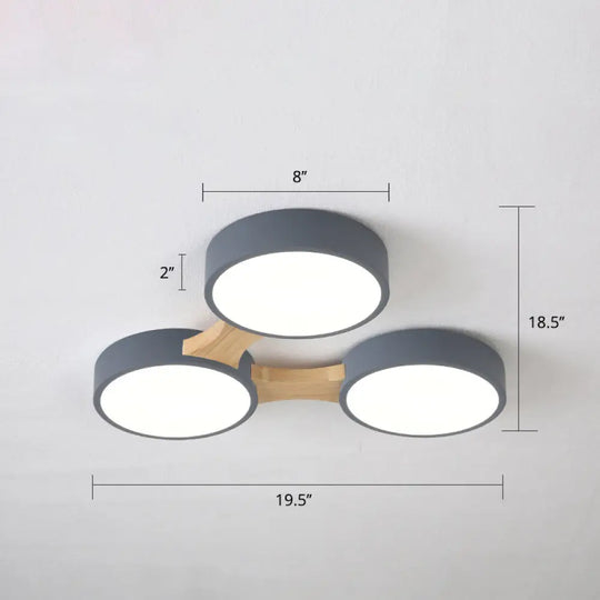 Macaron Round Flush Led Ceiling Mount Light - Creative Acrylic Lamp For Living Room 3 / Grey