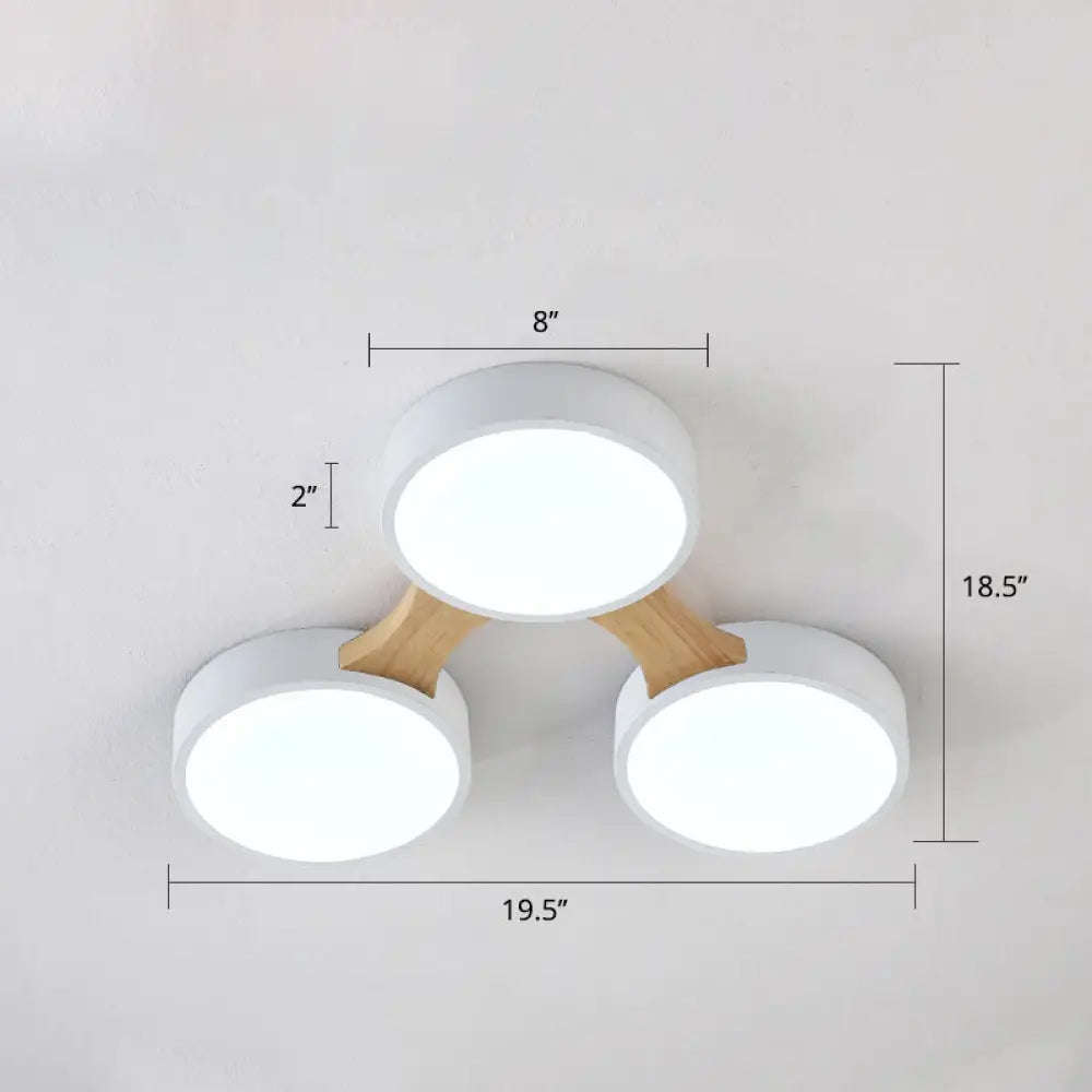 Macaron Round Flush Led Ceiling Mount Light - Creative Acrylic Lamp For Living Room 3 / White