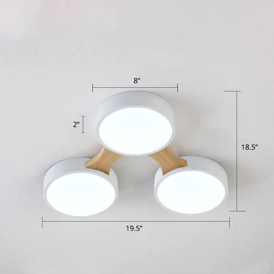 Macaron Round Flush Led Ceiling Mount Light - Creative Acrylic Lamp For Living Room 3 / White