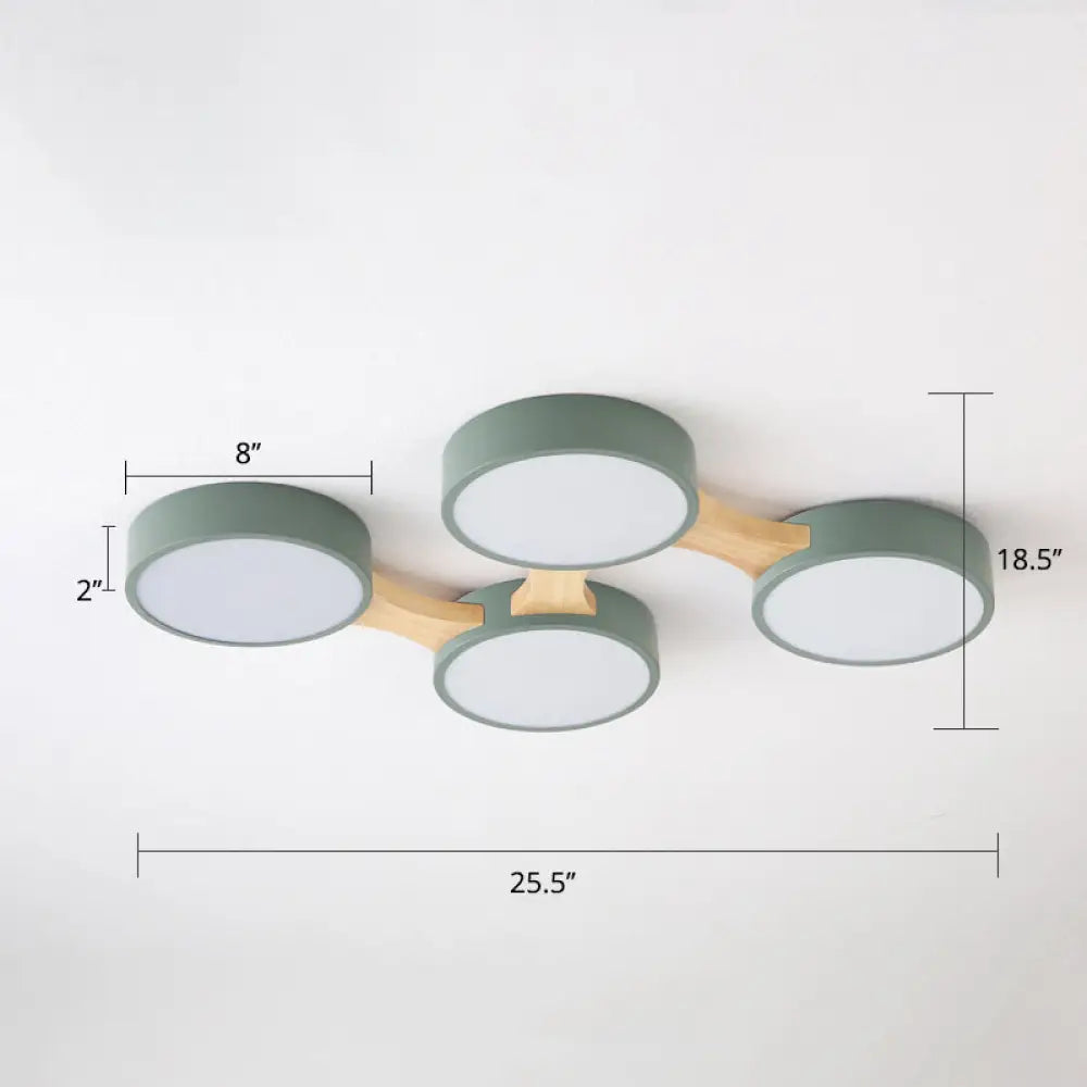 Macaron Round Flush Led Ceiling Mount Light - Creative Acrylic Lamp For Living Room 4 / Green