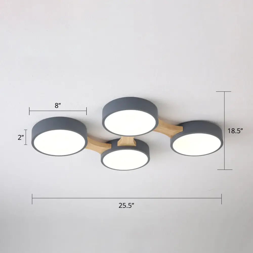 Macaron Round Flush Led Ceiling Mount Light - Creative Acrylic Lamp For Living Room 4 / Grey