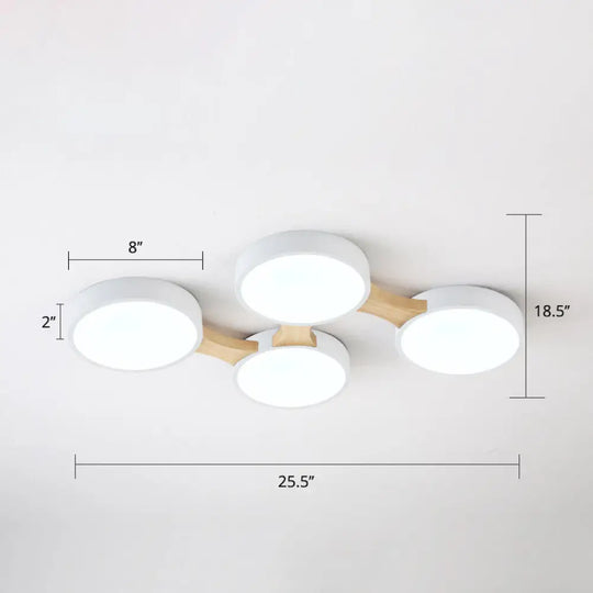 Macaron Round Flush Led Ceiling Mount Light - Creative Acrylic Lamp For Living Room 4 / White