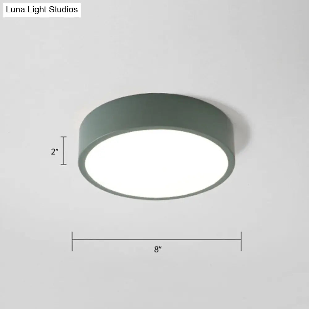 Macaron Round Flush Led Ceiling Mount Light - Creative Acrylic Lamp For Living Room 1 / Green