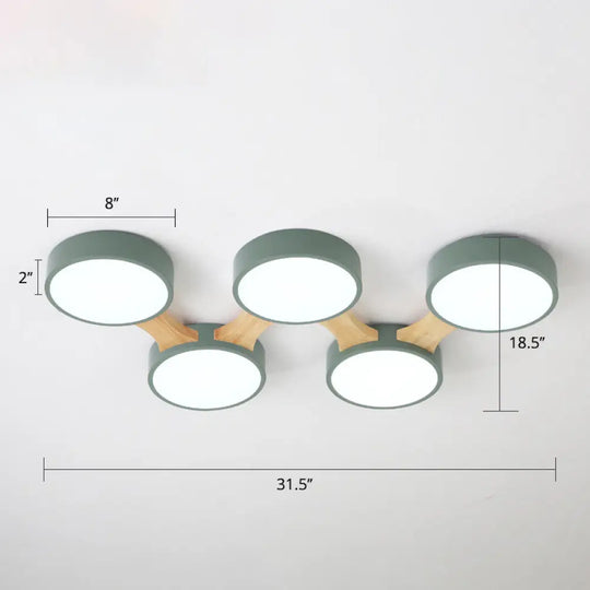 Macaron Round Flush Led Ceiling Mount Light - Creative Acrylic Lamp For Living Room 5 / Green