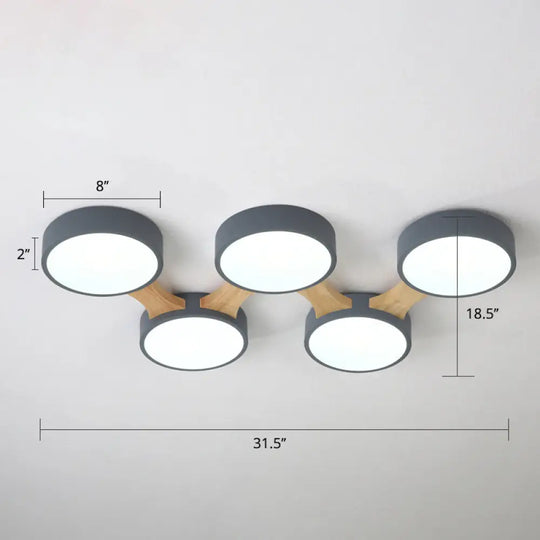 Macaron Round Flush Led Ceiling Mount Light - Creative Acrylic Lamp For Living Room 5 / Grey