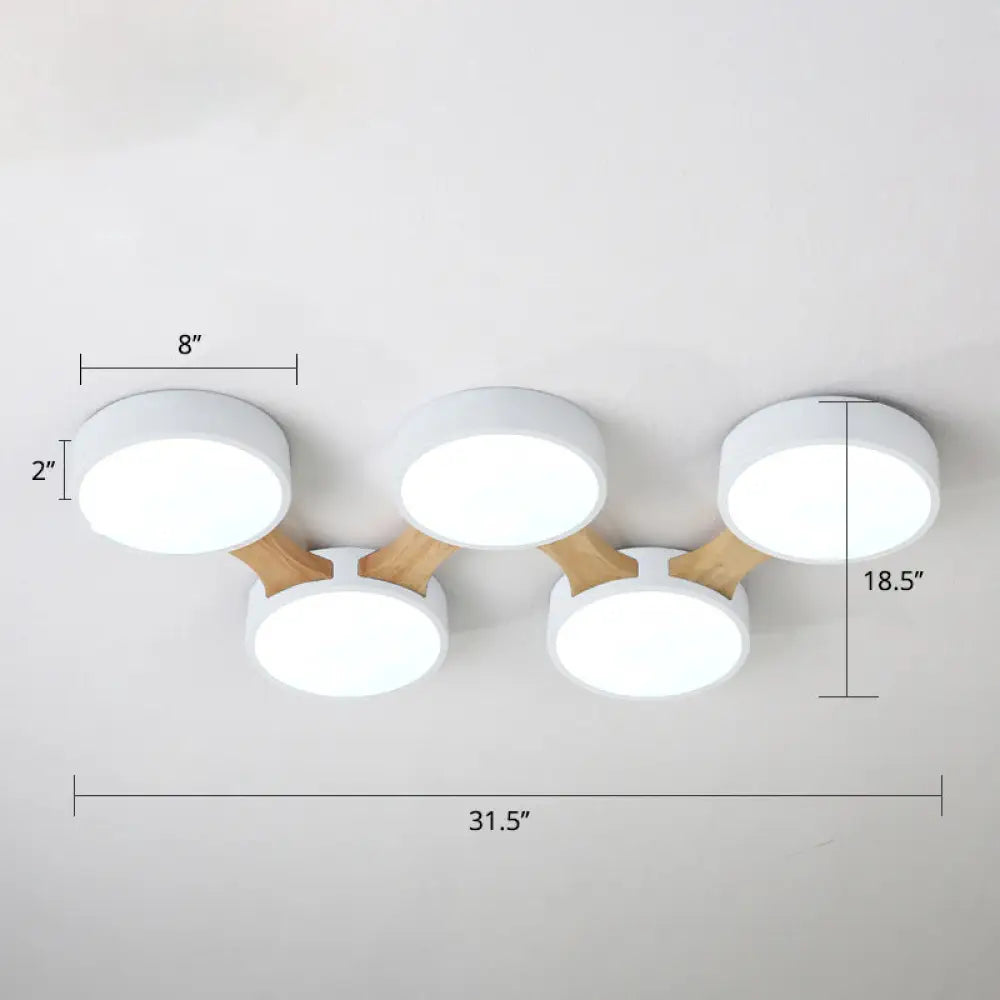 Macaron Round Flush Led Ceiling Mount Light - Creative Acrylic Lamp For Living Room 5 / White