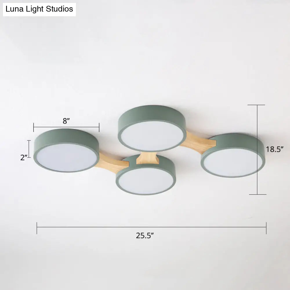 Macaron Round Flush Led Ceiling Mount Light - Creative Acrylic Lamp For Living Room 4 / Green