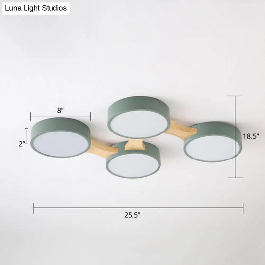 Macaron Round Flush Led Ceiling Mount Light - Creative Acrylic Lamp For Living Room 4 / Green