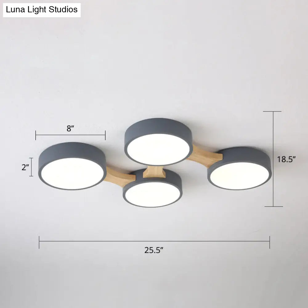 Macaron Round Flush Led Ceiling Mount Light - Creative Acrylic Lamp For Living Room 4 / Grey