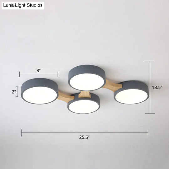 Macaron Round Flush Led Ceiling Mount Light - Creative Acrylic Lamp For Living Room 4 / Grey