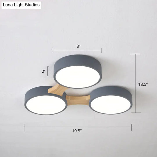 Macaron Round Flush Led Ceiling Mount Light - Creative Acrylic Lamp For Living Room 3 / Grey