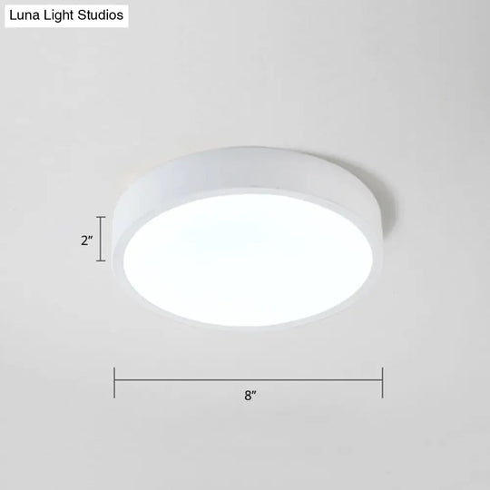 Macaron Round Flush Led Ceiling Mount Light - Creative Acrylic Lamp For Living Room 1 / White